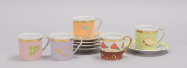 Rosenthal/Bulgari, Satz Mokkatassen, mit Untertassen, 5 Stück