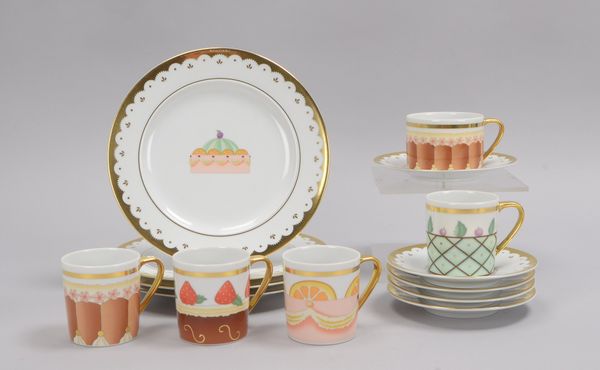 Rosenthal/Bulgari, Porzellanservice-Konvolut: Satz Kaffeetassen, mit Untertassen, 4 Stück