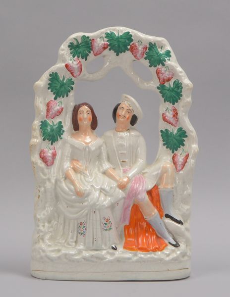 Staffordshire Flatback Cottage (England, um 1880), antike Keramikfigur, 'Liebespaar'