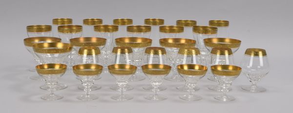 Theresienthal, Tischglas-Konvolut, Serie 'Concord', mit geprägter Minton-Goldbordüre, 30-teilig
