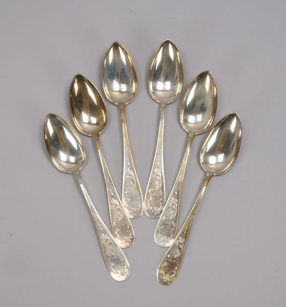 Satz Suppenlöffel, 800 Silber (mehrfach punziert: 'Halbmond & Krone', 'Löwe', 'E.P.M.')