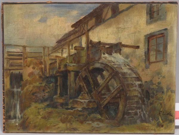 Gemälde, 'Wassermühle', Öl auf Leinwand/auf Holzplatte gezogen, unten rechts signiert