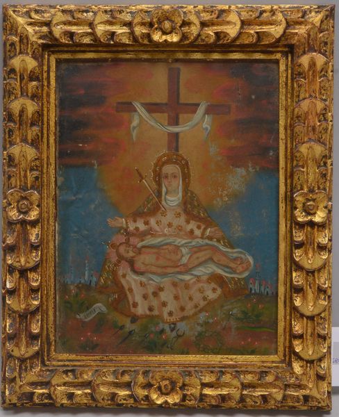 Gemälde (Peru, frühe Cusco-Schule), Mater Dolorosa - Maria und der Leichnam Jesu', Öl/Metallblech