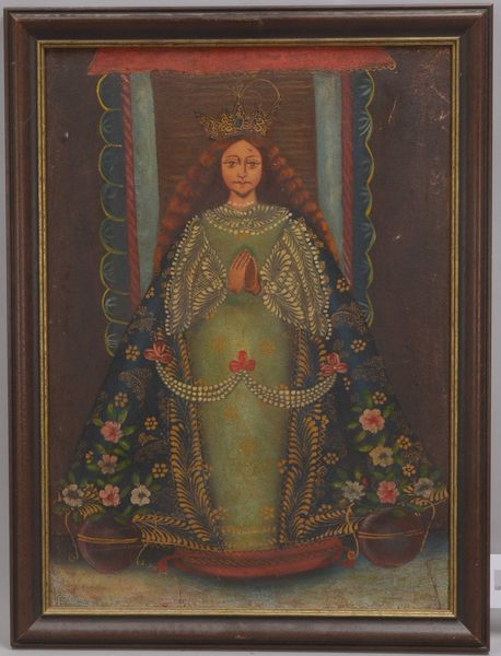 Gemälde (Peru, frühe Cusco-Schule), 'Madonnendarstellung im Schutzmantel', Öl/Lw auf Holz