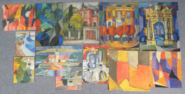 Vogel, Alfred, Künstlermappe mit diversen Blättern, verschiedene Themen, Tempera auf Papier