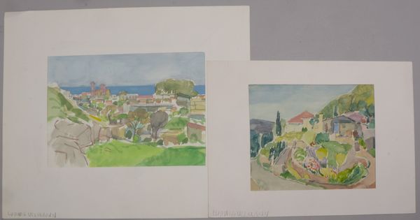 Ullmann, Ludwig, 2 Aquarelle, 'Mediterrane Ansichten' - Zypern und Balkan, jeweils ungerahmt