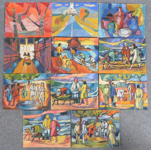 Vogel, Alfred, Konvolut Künstlerarbeiten, verschiedene Themen und Techniken (Tempera/Aquarell, u.a.)