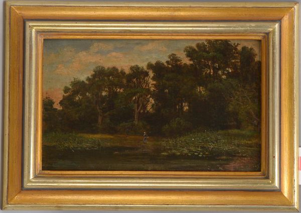Gemälde, 'Romantische Waldlandschaft', Öl/Lw, auf Malkarton aufgezogen/gerahmt, unten links signiert