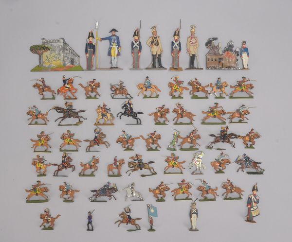 Zinnfiguren-Sammlung, verschiedene Figuren/Motive und Größen, mit Bemalung: vorwiegend 'Kavallerie'