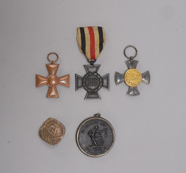 Kleines Militaria-Sammlerkonvolut (Kaiserzeit/I. WK), Orden und Ehrenzeichen, 5 Stück