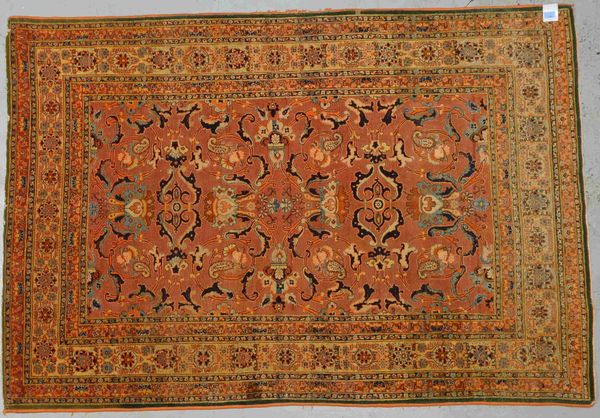 Antiker Orientteppich (wohl Ferraghan), feine Kn., ca. 640.000 Knoten/qm, Heriz-Motiv