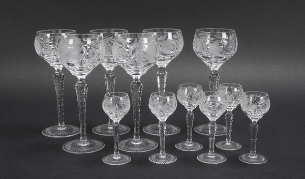 Nachtmann, 2 Gläsersätze, klares Kristallglas, mit Weintrauben-Dekor