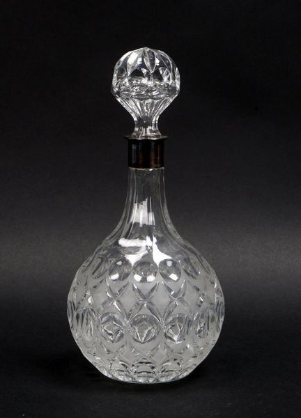 Karaffe, Kristallglas, mit 835 Silbermontur, Karaffe mit Stöpsel; Höhe 29 cm