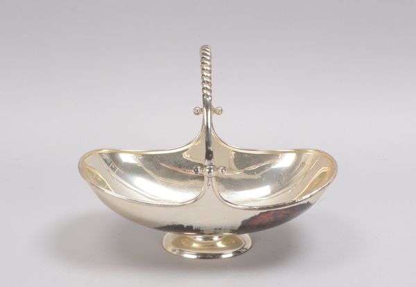 Wilkens, Henkelkorb, 835 Silber, ovale Schale, mit gedrehtem Henkel