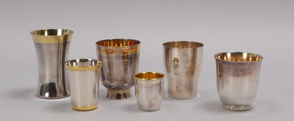 Kl. Sammlung Trinkbecher, 925 Sterlingsilber, versch. Ausführungen, 6 Stück