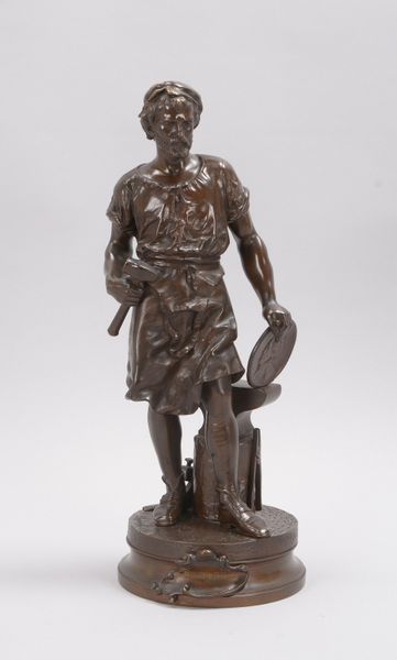 Duchoisel, Bronzeskulptur, 'Le Travail' - Schmied mit Amboss, sign., Gießerstempel