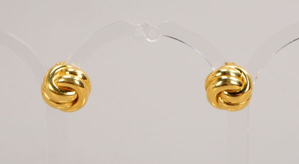 Paar Ohrclips, 750 GG (gest.), in Knotenform; Durchmesser Ø 13 mm