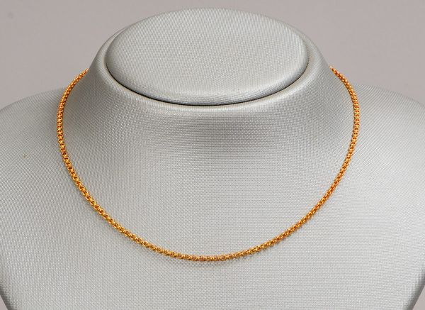 Halskette/sog. Erbskette, 585 RG, Federringschließe; Länge 36 cm, Gew. 4,60 g
