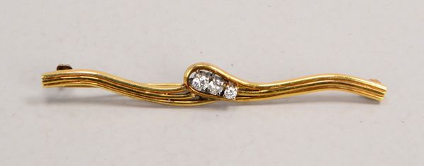 Brosche, 585 GG (gest.), Brillantbesatz/ca. 0,35 ct, verlaufend