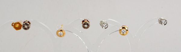 Kl. Ohrstecker-Konvolut, Brillantbesatz/zus. ca. 1 ct: 3x Paare/1 einzeln