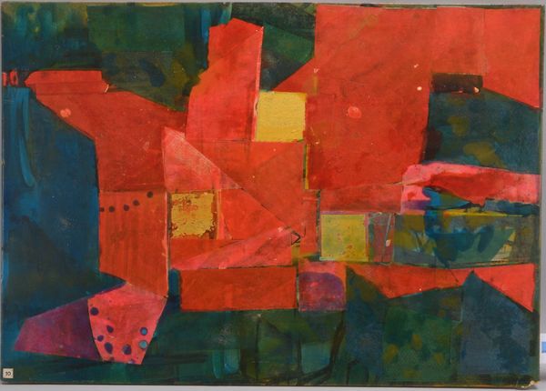 Reimer, Tom (1906 - 1975, Hamburg), 'Geballtes Rot', Acryl/Holz