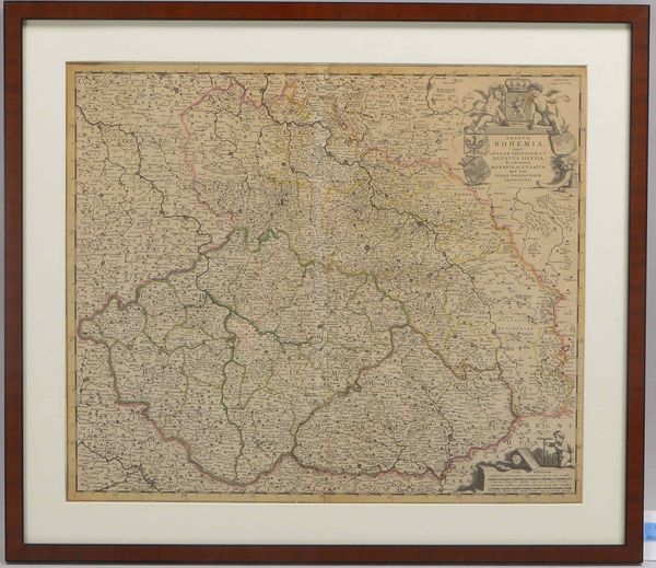 Histor. Landkarte, 'Bohemia' - Böhmen, Kupferstich grenzkoloriert/gerahmt