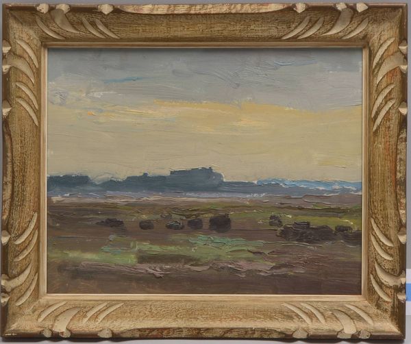 Gemälde, 'Norddeutsche Landschaft', Öl auf Malkarton/gerahmt, unsigniert