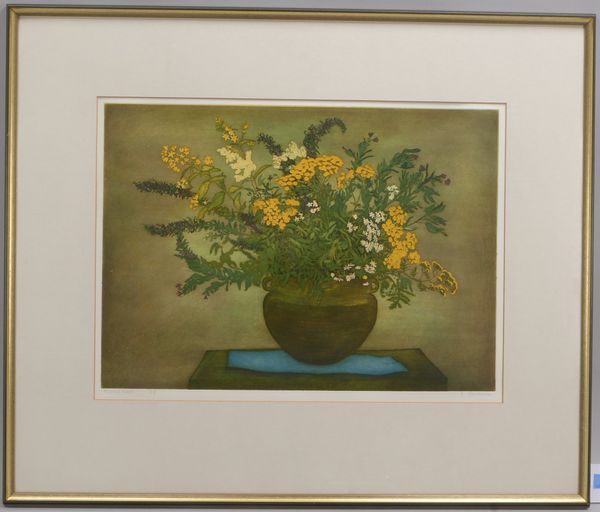 Michelsen, Friederike (Worpswede), 'Feldblumenstrauß', Farbradierung, hier: 'E.A.'/Künstlerexemplar,