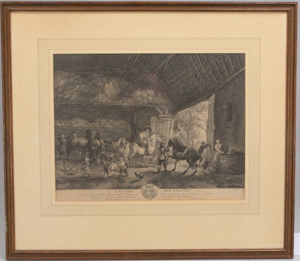Moyreau, Jean, 'L'Ecurie Hollandaise', Kupferstich (nach P. Wouwerman, Mitte 18. Jh.)