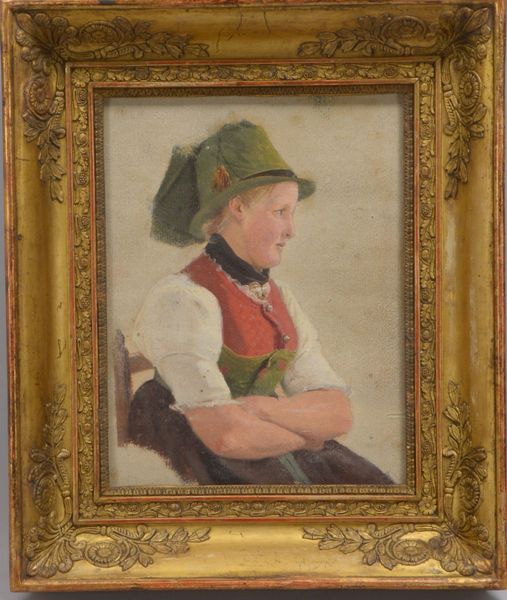 Kaufmann, Hermann zugeschr., 'Sitzende Tirolerin - Studie', Öl/Malpapier, unsign.