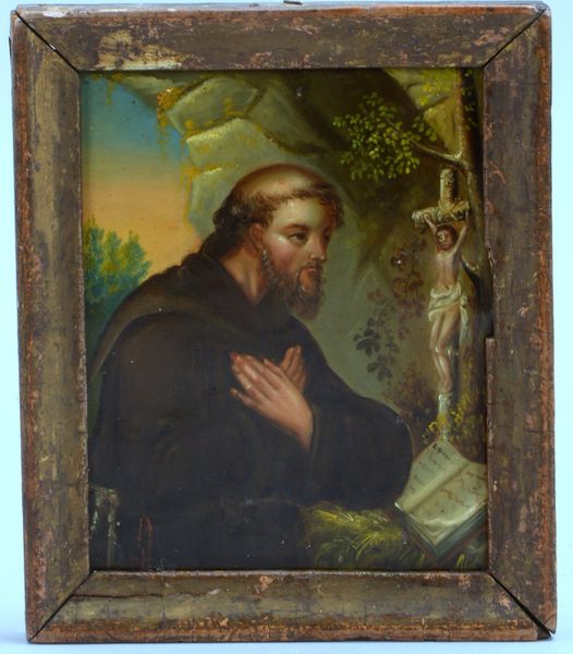 Sakr. Miniaturmalerei (Tschechien, 1863), 'Hl. Frantisek', Öl auf Metalltafel/ger.