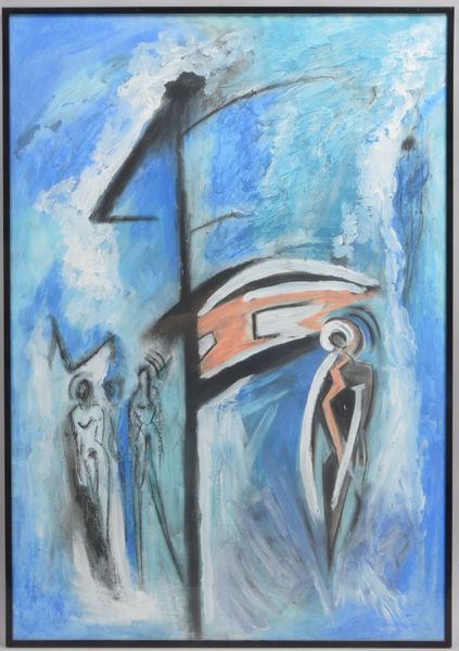 Lüdeke, Petra, 'Stella', Öl/Acryl auf Malpapier, teils plast., hinter Glas ger.