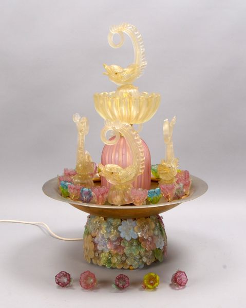 Wohnzimmerleuchte/Tischdekoration, 2-flammig, Muranoglas-'Brunnen'