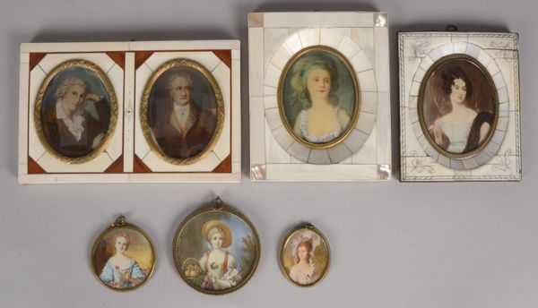 Miniaturmalereien, versch. Ausf./Rahmungen, 'Portraits', 6 Stück