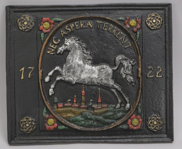 Antike Ofenplatte (1722), 'Hannoversches Ross'/'Nec Aspera Terrent'