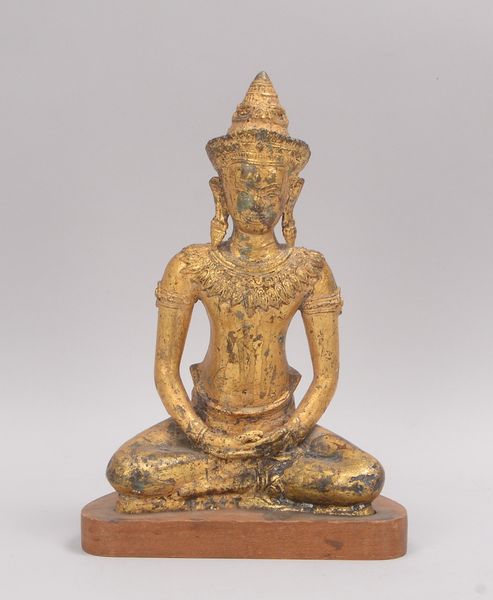 Bronzeskulptur (Bali), 'Sitzender Buddha' (Darstellung in meditierender Haltung), Figur vergoldet