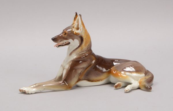 Nymphenburg, Porzellanfigur, 'Schäferhund', Entw.: Prof. Theodor Kärner