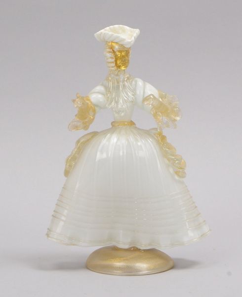 Glasfigur (Murano), 'Tänzerin', Glas mit weißem Unterfang, mit Goldflimmer