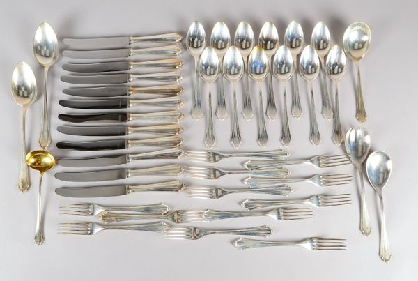 BSF, Tafelbesteck, 800 Silber, überkomplett für 12 Pers.; Gew./inkl. Messer: 3.028 g