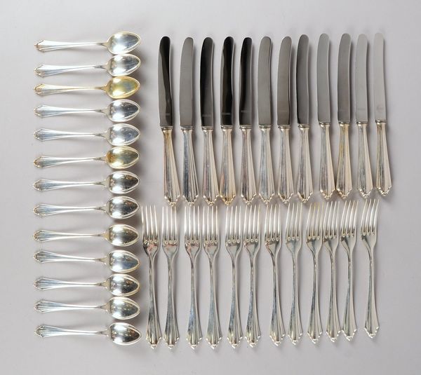 BSF, Frühstücksbesteck, 800 Silber, für 12 Pers.: je 12x Messer/Gabeln, 12x Teelöffel
