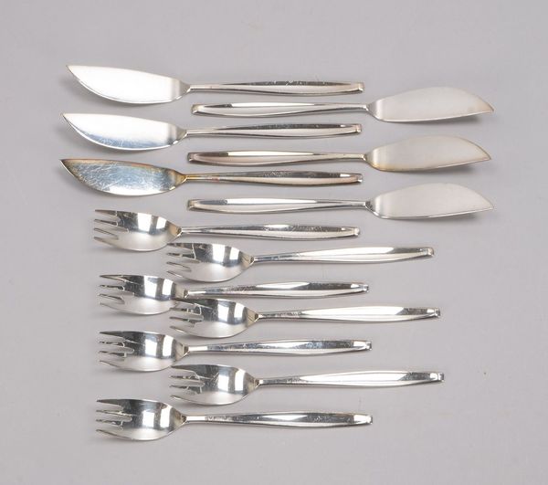BSF, Fischbesteck, 800 Silber, für 6 Personen; Gewicht zusammen 535 g