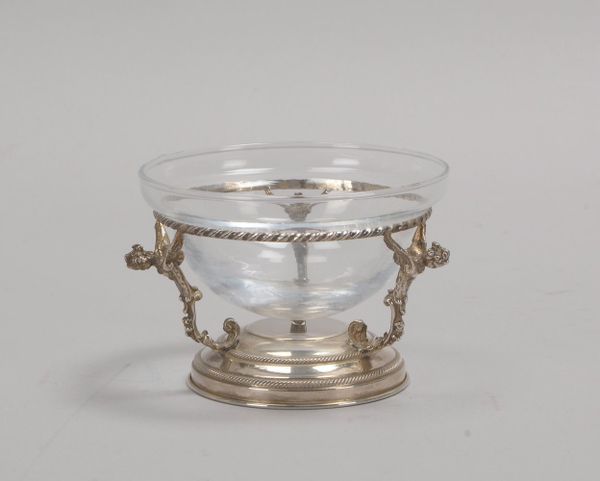 Kaviarschale, 800 Silber, figürl. Silber-Halterung; Höhe 8 cm, Schale Ø 11 cm
