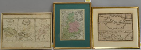 Konvolut alter Landkarten, 3 Stiche: 'Bayern', 'Bremen', 'Die Hansee Städte', hinter Glas