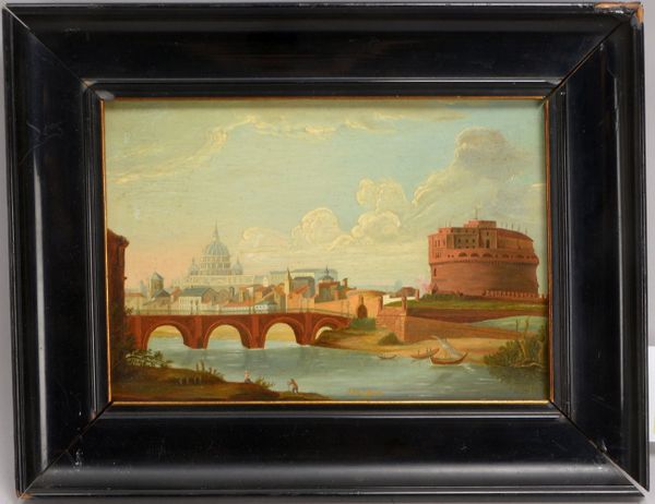 Gemälde, 'Ansicht der Engelsburg in Rom', Öl/Malpappe, unten mittig sign./dat. '1915'