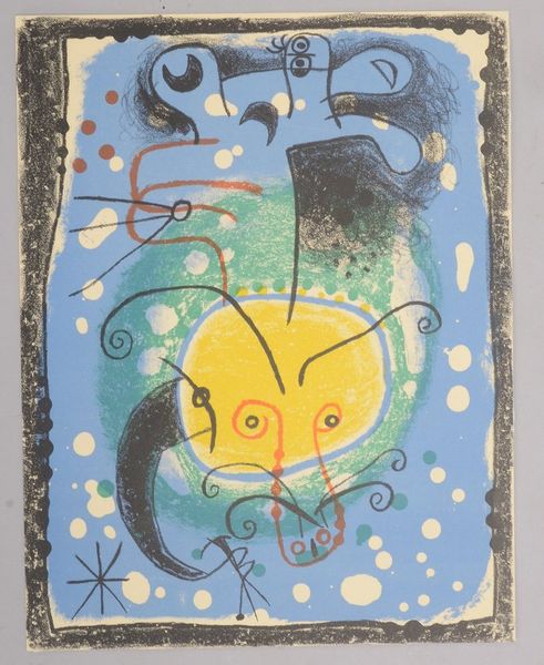 Miró, Joan, 'Personnage sur fond bleu', Farblithografie/Velin, Aufl.: 1.500, unsign.