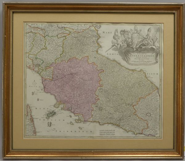 Homann, Joh. Baptist, antike Karte, 'Mare Adria - Status Ecclesiastici', altkol.