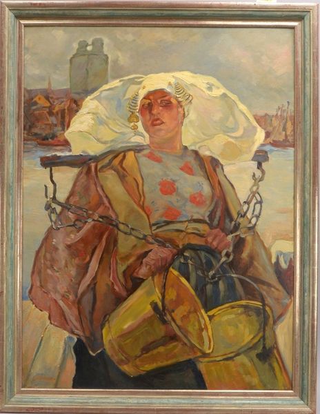Gemälde (cop. nach Hans von Bartels), 'Milchmädchen aus Dordrecht', Öl/Platte