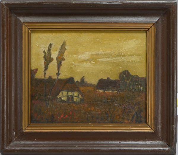 Schmitt, Andreas (Worpswede), 'Landschaft mit Gehöft', Öl/Holz, monogr.