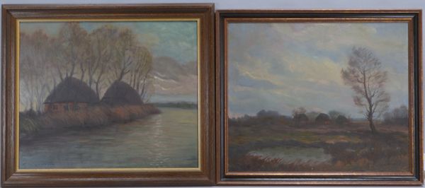 Szerbakow, Feodor, 2 Gemälde, 'Worpsweder Landschaften', Öl auf Hf, sign.