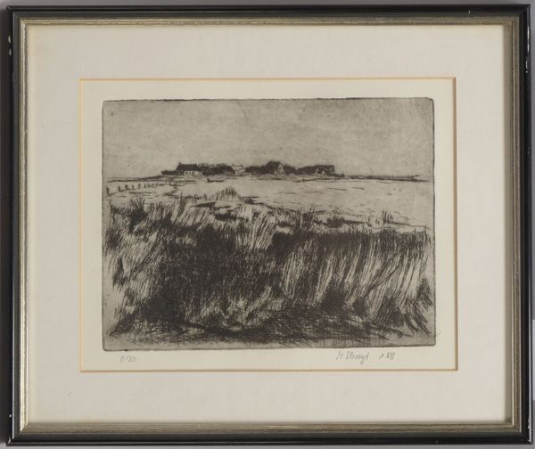 Slevogt, Max, 'Dünenlandschaft mit Gehöft', Radierung, Aufl. '0/30', bleisigniert